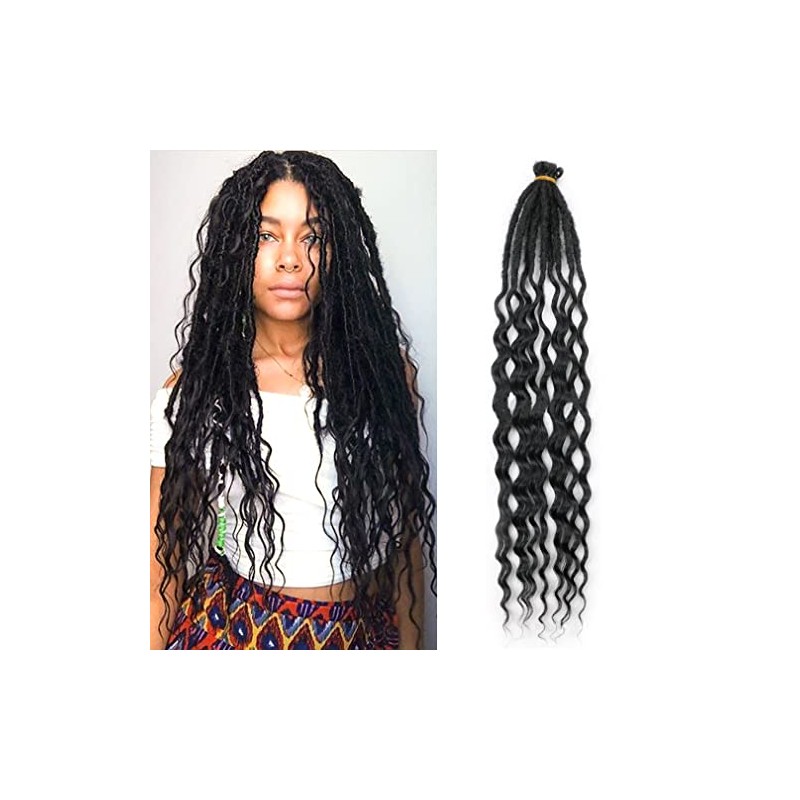 24 Inch Curly Ended Dreadlock Extensions Handmade Synthetic Dreads SE