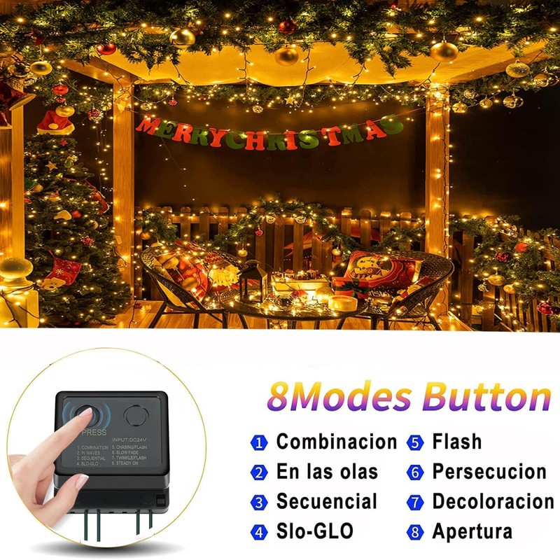 DOSYU Iluminación del hogar 10M Luz de Navideñas,200LED Cadena de