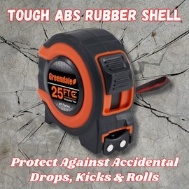 Greendale - 6 Pack - Red - 25 ft Tape Measures - Easy to Read Fractions to 1/8th inch - Magnetic Tip - Thumb and Quick Lock - Autowind - Belt Clip (Measuring Tapes)