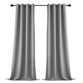 VOILYBIRD Light Grey Linen Curtains Black Grommets Sheers Curtains 84 Inches Long for Bedroom Farmhouse Drapes Basketweave Slub Texture, 52”W x 84”L, 2 Panels