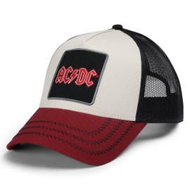 Amplified Trucker Baseball Cap with Adjustable Snapback Closure, Breathable, ACDC Red-Black, Unit size