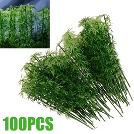 100 PCS Model Bamboo Trees, 6inch Green Plastic Bamboo Trees for Miniature Landscape, Fairy Garden, Railway Train Model.