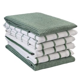 LANE LINEN Kitchen Towels Set - Pack of 6 Cotton Dish Towels for Drying Dishes, 18”x 28”, Kitchen Hand Towels, Absorbent Tea Towels, Dish Towels for Kitchen, Quick Drying Kitchen Towel Set - Olive