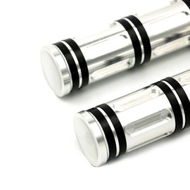 Anzene Heavy Duty CNC Billet Edge Cut 1" Handlebar Hand Grips for Harley Davidson Sportster Dyna Softail Touring (Silver)