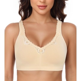Lemorosy Women's Cotton Comfort Bra Full Sound Comfortable Mimimizer Bra Size Sizes Without Underwire, beige