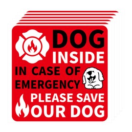 6 Pack Pet Alert Safety Fire Rescue Sticker, 3.5x3.5 Inch Waterproof Strong Adhesive Dog Inside in Case of Emergency Pets Sticker for Home Window Door Fireman Pet Finder