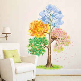 ufengke Four Seasons Tree Wall Stickers Removable Vinyl Wall Decals Art Decor for Bedrooms Living Room