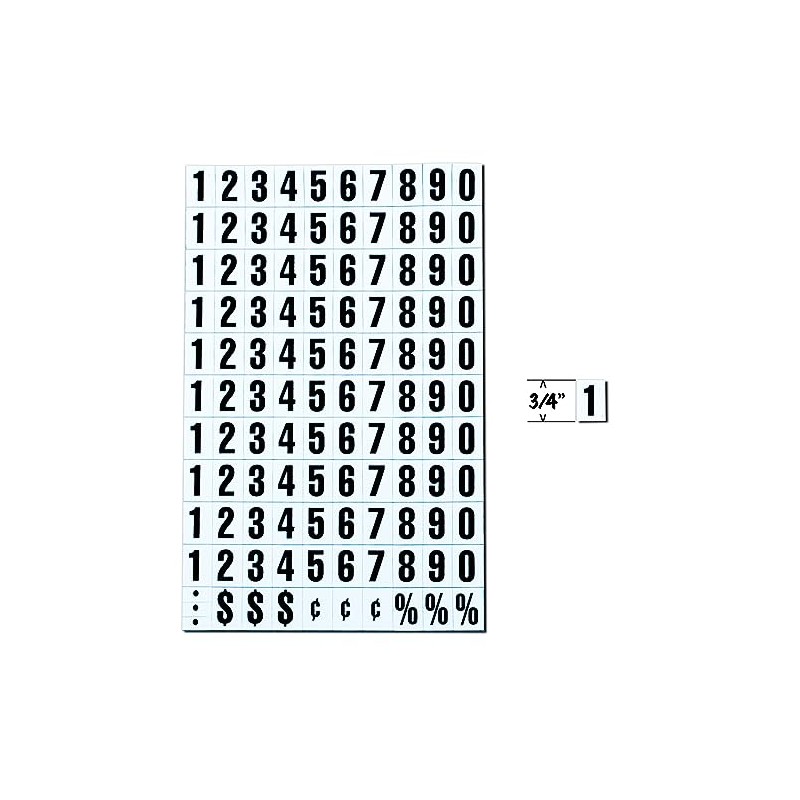 Magna Visual 3/4" Screen Printed Magnetic Black on White Numbers