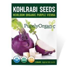 Purely Organic Kohlrabi Seeds (Purple Vienna) - Approx 500 Seeds - Certified Organic, Non-GMO, Open Pollinated, Heirloom, USA Origin