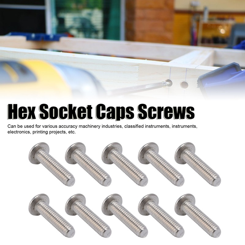 100Pcs Button Head Socket Caps Screws M4 Galvanized Steel for