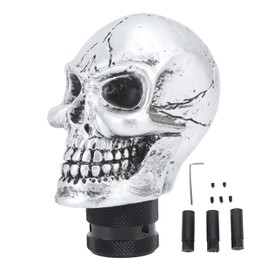 Skull Gear Shift Head Resin Shifter Knob Car Transmission Shifting Stick Handle for Most Manual Vehicles Silver