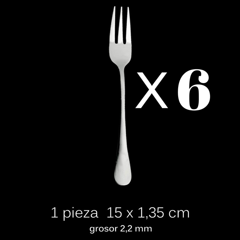 6 Dessert Forks 15 x 2.05 cm Stainless Steel 18/0