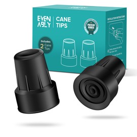 EVENABLY Cane Tips with Metal Insert – Durable Replacement for Most Walking & Travel Canes and Sticks – Universal Compatibility (2 Pack)