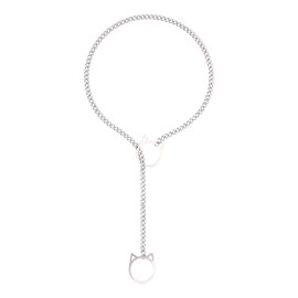 FINZOR Heart O-ring Slip Necklace for women Punk Gothic Cuban Cat Star Necklace Adjustable Lariat Y-Necklace Goth Choker Jewelry Gift, Stainless Steel, No Gemstone