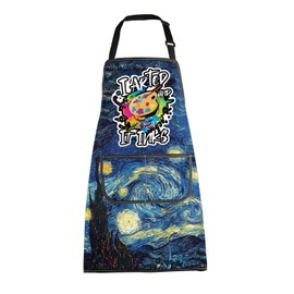 MBMSO Painting Artist Apron with Pockets Artist Painter Gifts Art Lover Gift for Art Teacher Student Painter Apron Waterproof, Night Apron-b, Standard