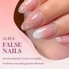 24PCS Gradient Pink Diamond Press On Nails with Glitter –
