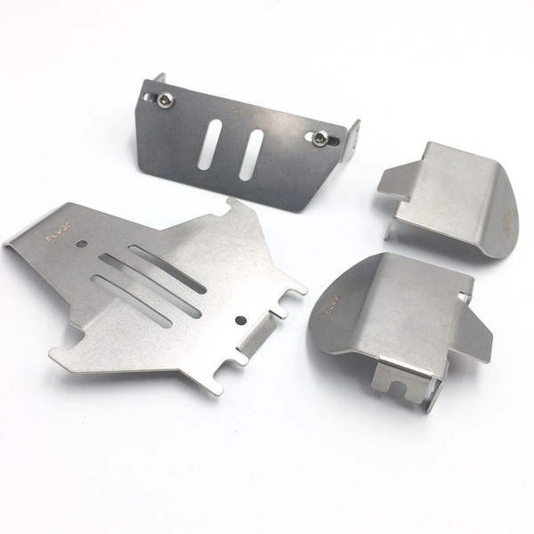 KYX Racing Stainless Steel Frame Protector & Skid Plate Chassis Guard & Axle Protective Plate for 1/10 Rc Crawler TRX-4