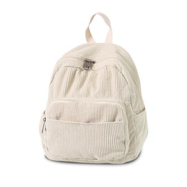 BOZIEE Small Canvas/Cord Backpack Women's City Backpack Backpacks Daypacks Backpack Handbags School Backpack for Women Girls Teenagers School Travel Work Small Size, Cream white