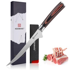 KEEMAKE Boning Knife for Meat Cutting, 6 Inch Fillet Knife with Pakkawood Handle, High Carbon Stainless Steel Deboning Knife, Razor Sharp Kitchen Knife with Sheath and Case
