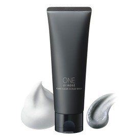 ONE BY KOSE Facial Cleanser, Pore Clear, Scrub Wash, 130g, Keratin Plugs, Hyaluronic Acid