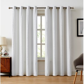LinenZone Damask Velvet Curtains (Verona 54 x 84 White), VERONA_54x84_WHITE