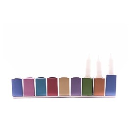 Hanukkah Menorah with Assembled Colorful Candleholders- Yair Emanuel