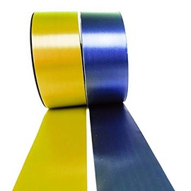 INERRA Ribbon Multipack - 2 x 100 Yard Rolls (Yellow & Royal Blue) Wedding Flowers Gift Decoration & Christmas