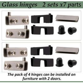 AERZETIX - C41059-2 pairs of hinged hinges for glass doors - glass display case - chrome plated