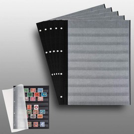 Prophila Collection 10 Einsteckseiten auf 5 Blättern, 9zeilig schwarzer Karton und je 2 Pergamin-Zwischenblättern pro Blatt