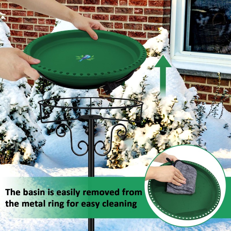 Lovppy Heated Bird Bath, 100W Thermostatically Controlled Heated Bird Baths