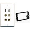 RiteAV 2 Speaker 4 Banana Binding Post Wall Plate with
