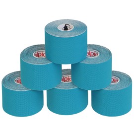 ALPIDEX Kinesiology Tape 1/3/6/12 Rolls Many Colours 5 m x 5 cm Application Brochure Elastic Waterproof Skin-Friendly Physio Muscle Tape Set, Colour: Light Blue, Quantity: 6 Rolls