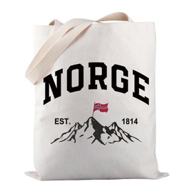 PWHAOO Norway Travel Tote Bag Norge Est 1814 Tote Bag Norge Pride Tote Bag Norwegian Gift Norway Lover Gift, Norge Est Tote