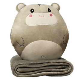 YGMXZL Travel Blanket and Pillow with Cover, Travel Blanket and Pillow 3-in-1, Nap Pillow Blanket, Car Sofa, Backrest Cushion for Children and Friends (Hamster, L)
