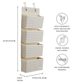 3 Sprouts - Hanging Organiser Door Organiser - Hanging Organiser Bathroom for Door - Door Organiser Hanging - Door Organiser for Bathroom - Ideal for Tidy in the Bathroom and Children's Room - Gingham