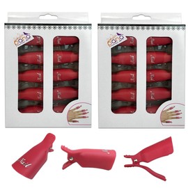 Pana® 20 Pieces RED Reusable Acrylic Nail Soak Treatment UV Gel Polish Remover Clip Cap Manicure Tool