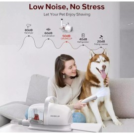 GROMCLIP Quiet Pet Grooming Vacuum Kit 1.8L 3 Suction Modes, 6 Grooming Tools And 4 Combs