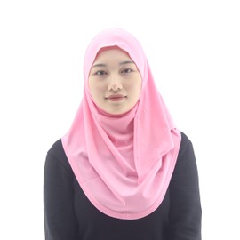 Modest Beauty One Piece Muslim Hijabs for Women Girls Hijab Scarves Soft Solid Color, Pink, free size