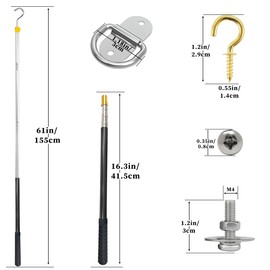 TAROTKIN Attic Ladder Door Pull Down Hook Cord Stair System Parts, Rope with Handle for Attic Extension Ladder Pull Down System Hook Cord Kit Rope Replacement (Black)