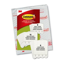 Command PH211-32NA PH203-18NA Assorted Picture Hanging Strips, White, Small, Medium & Large