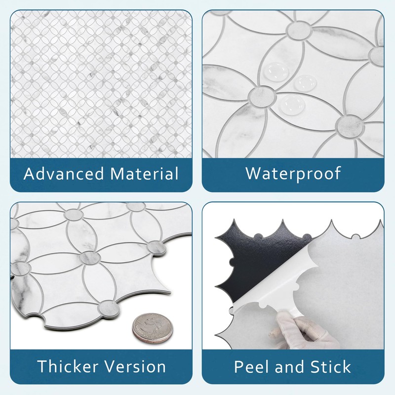 SUNWINGS 10-Sheet Coin Peel and Stick Waterjet Backsplash Self Adhesive