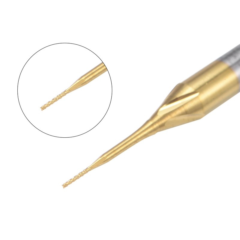 uxcell 10Pcs 0.3mm Titanium Coat Carbide End Mill Engraving Milling