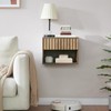 BuildHom Floating Nightstand with Fluted Drawer - Modern Wall Mounted