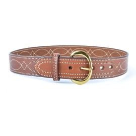 Bianchi® B9 Premium Leather Brown Reversible Belt with Stitching 45mm, brown