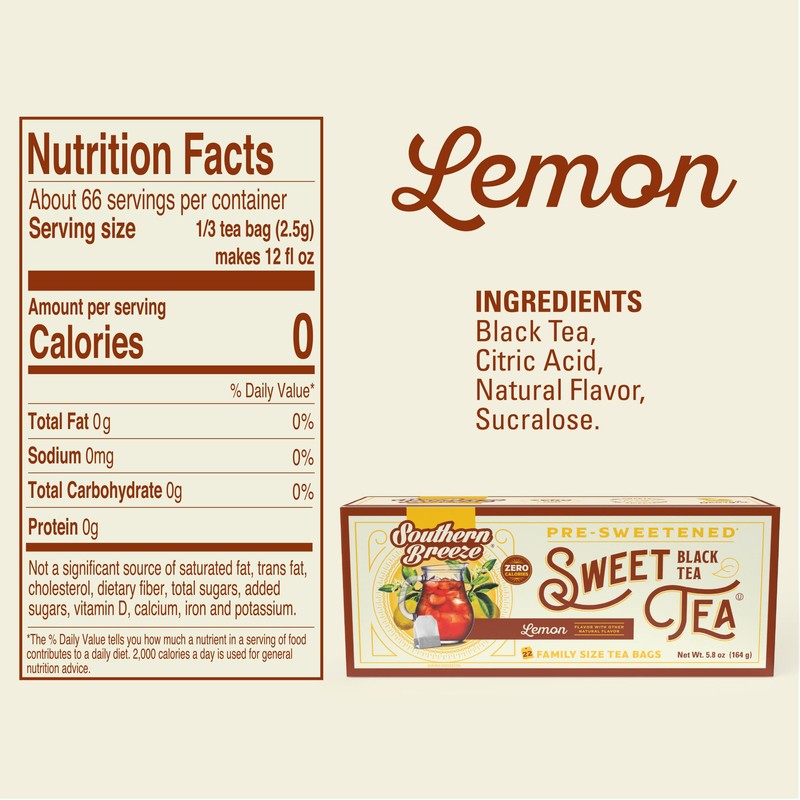 Southern Breeze Hot Brew Sweet Tea Lemon Iced Tea with