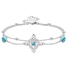 URONE Witches Knot Bracelet Sterling Silver Witches Knot Heart Turquoise Bracelet Witchy Jewellery Gifts for Women