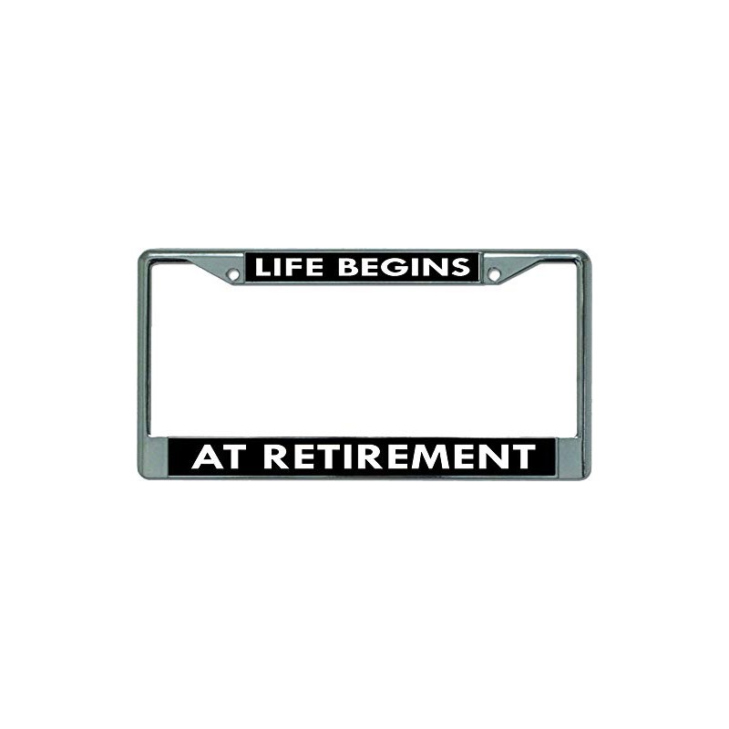 Life Begins at Retirement Chrome License Plate Frame
