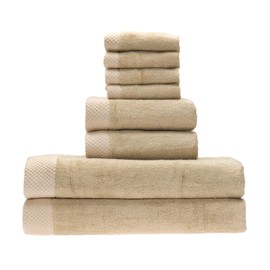 BedVoyage Rayon Viscose Bamboo Luxury Towel Sets - Plush and Absorbent - 8 Pieces (Towel Set, Champagne)