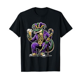 Beads & Bling Gangster Mardi Gras Gator Alligator Jester T-Shirt