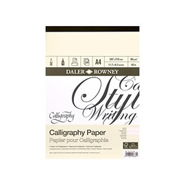 Daler-Rowney Calligraphy Drawing 90gsm Parchment Texture A4 Paper Pad, Glued 1 Side with 30 Sheets, 3 Assorted Colours, Ideal for Professional Artists & Students